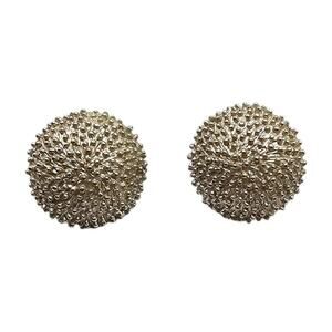 Rare Dandelion Like Signed Crown Trifari Clip On Earrings Domed Shaped Vintage